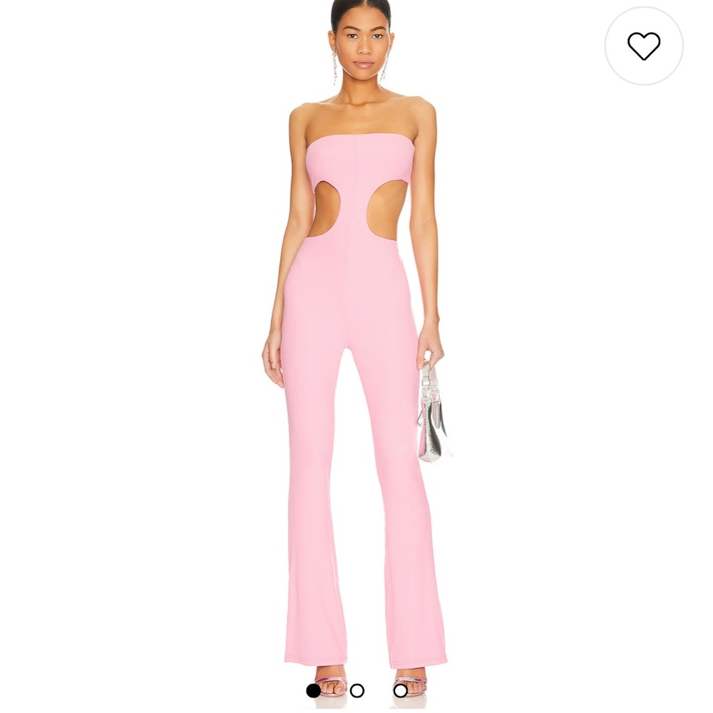 Revolve Pink Strapless Cutout Jumpsuit